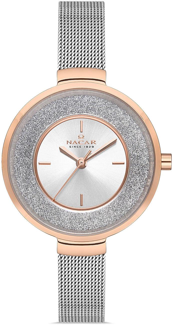 Nacar NC33-398855-ESMS 32 mm Gri Çelik Kordon Analog Kadın Kol Saati