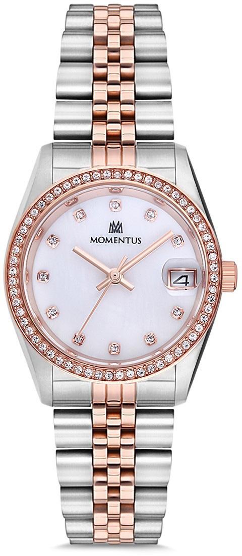 Momentus SW131T-09SR Takvimli 31 mm Gri-Rose Gold Çelik Kordon Analog Kadın Kol Saati