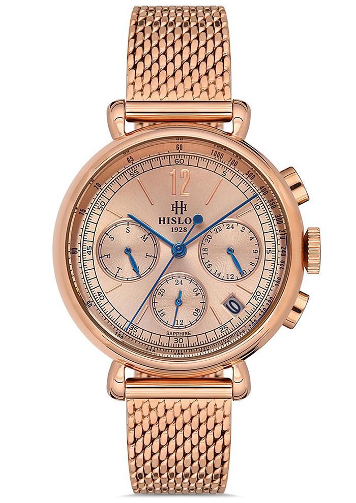 Hislon QT100R-12SR Takvimli 38 mm Rose Gold Metal Kordon Analog Kadın Kol Saati