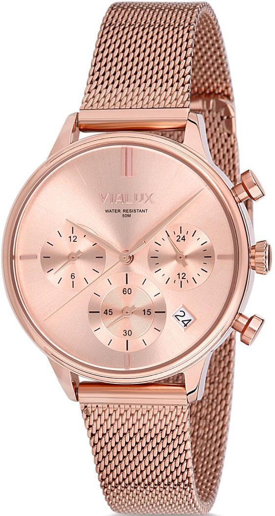 Vialux LY510R-12SR Takvimli 35.5 mm Rose Gold Çelik Kordon Analog Kadın Kol Saati