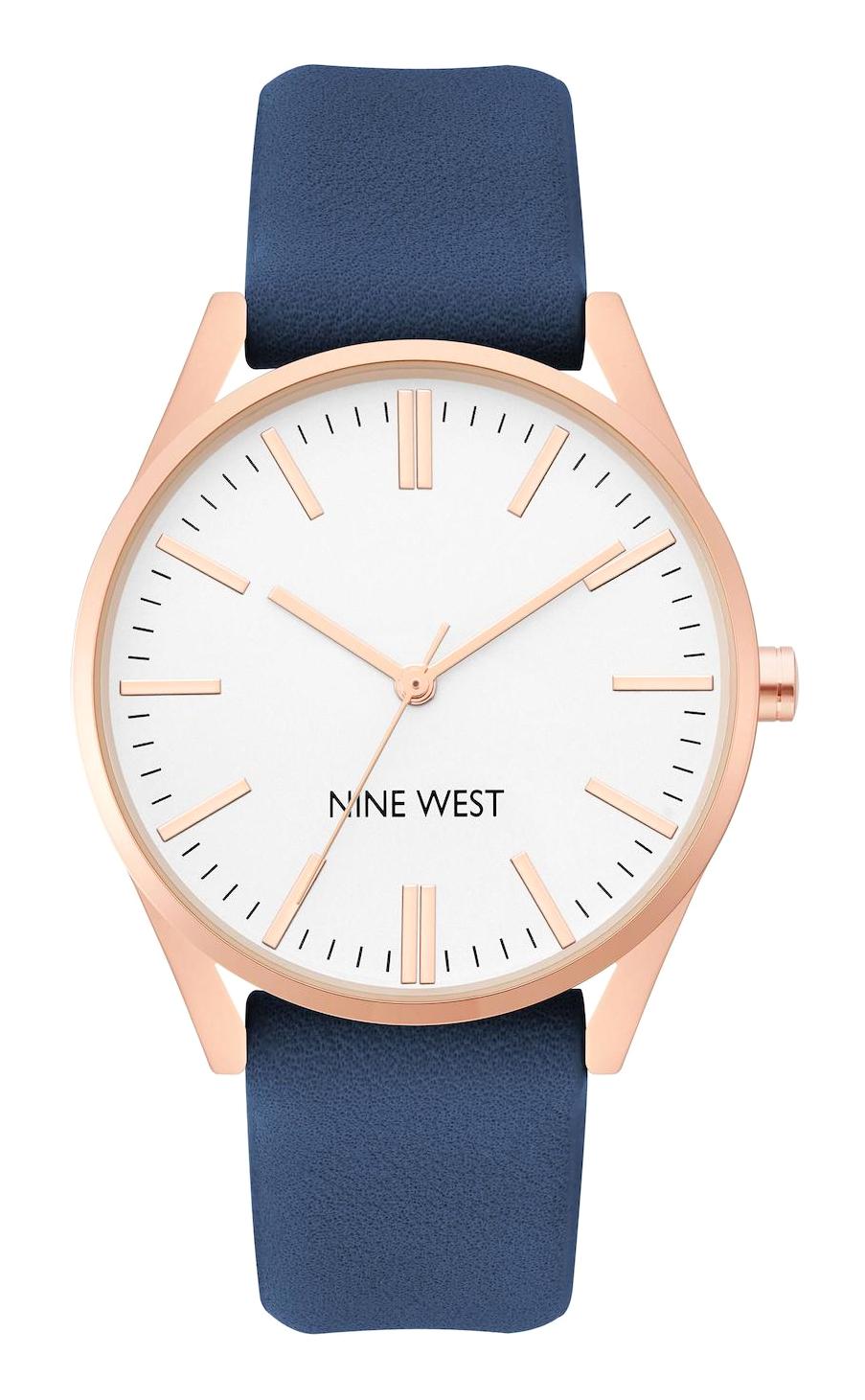 Nine West NW-1994RGNV 36 mm Mavi Deri Kordon Analog Kadın Kol Saati