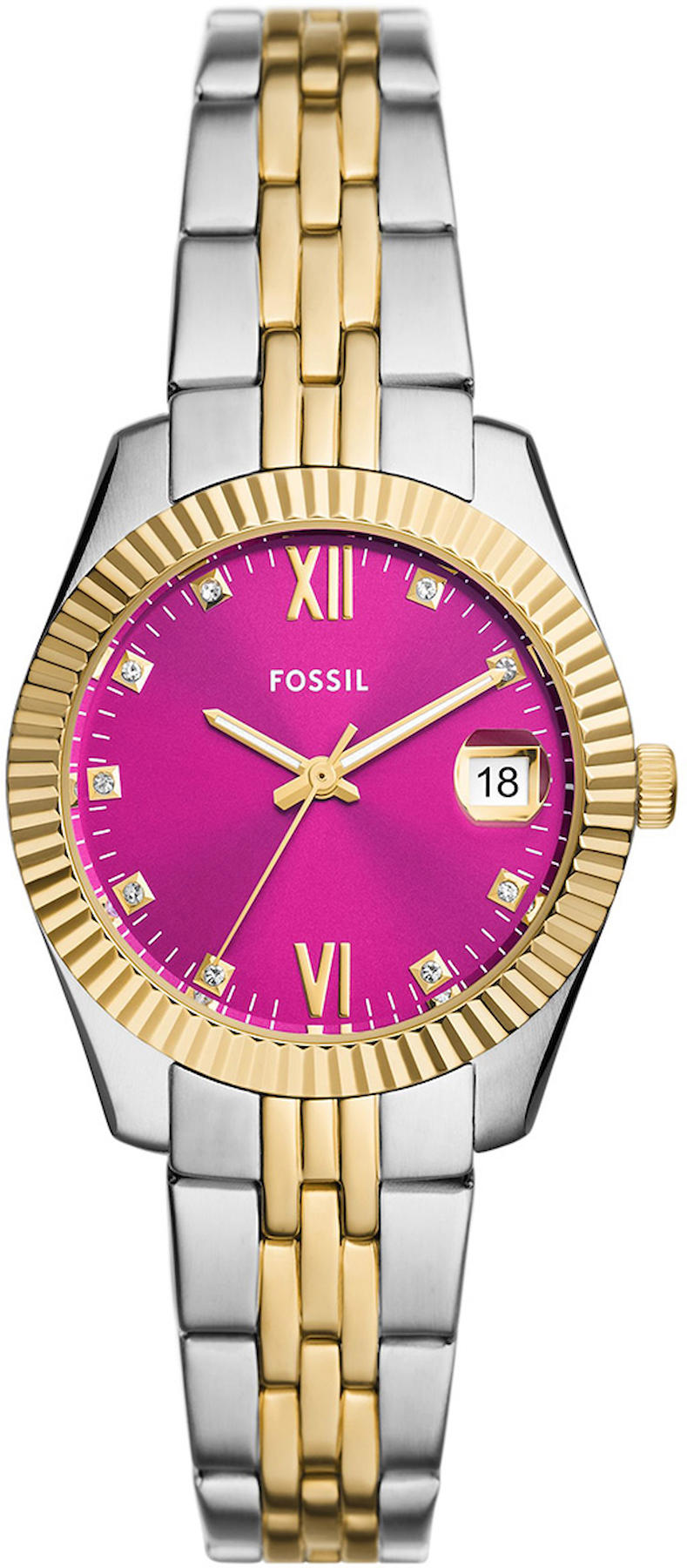 Fossil FES5337 34 mm Altın-Gri Çelik Kordon Analog Kadın Kol Saati