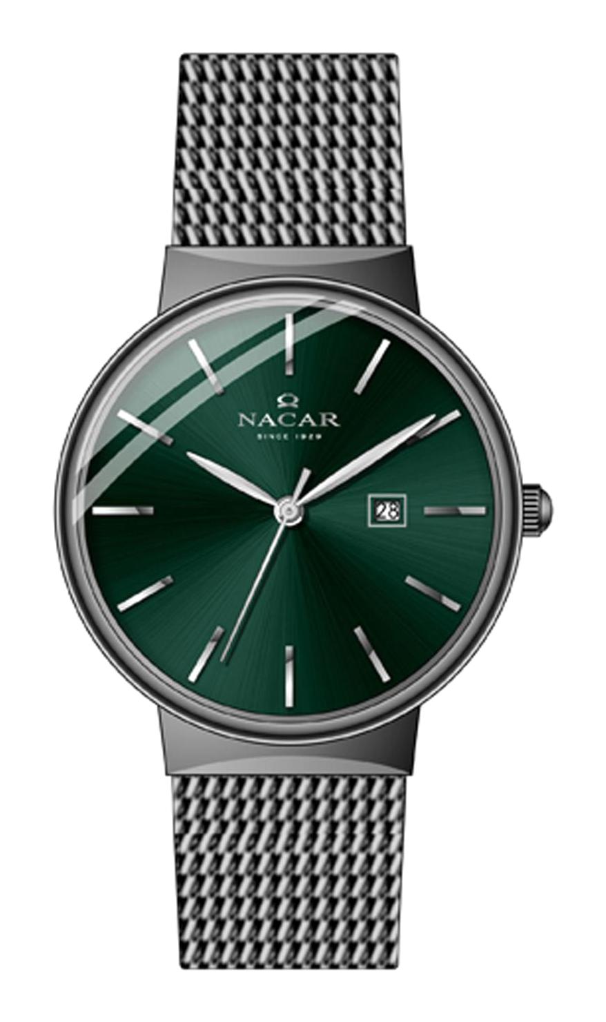 Nacar NC34-390431-GNSM Takvimli 32 mm Gri Çelik Kordon Analog Kadın Kol Saati