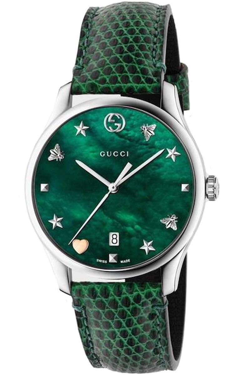 Gucci YA1264042 Takvimli 34 mm Çok Renkli Deri Kordon Analog Kadın Kol Saati