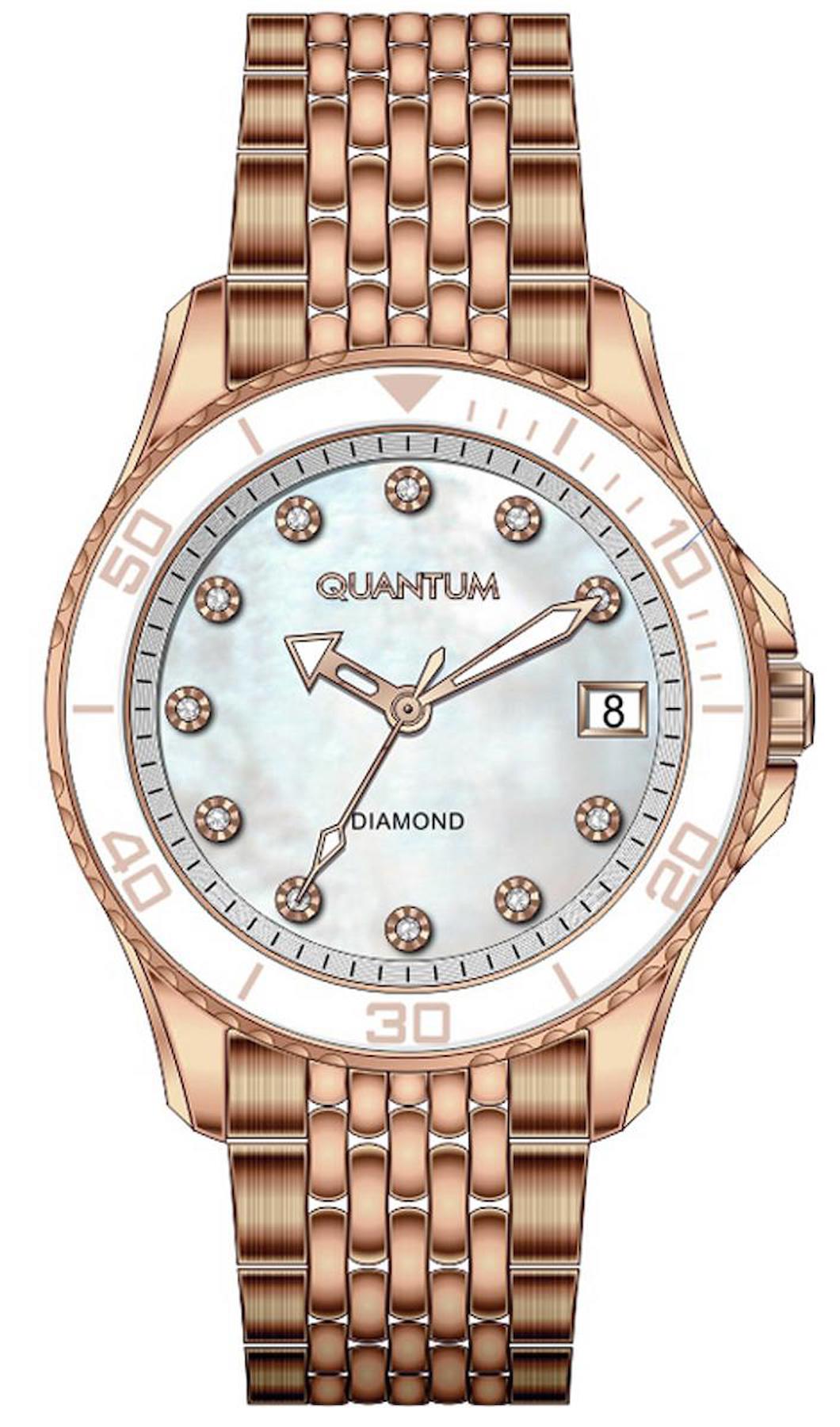 Quantum IML1059.420 Takvimli 40 mm Rose Gold Çelik Kordon Analog Kadın Kol Saati