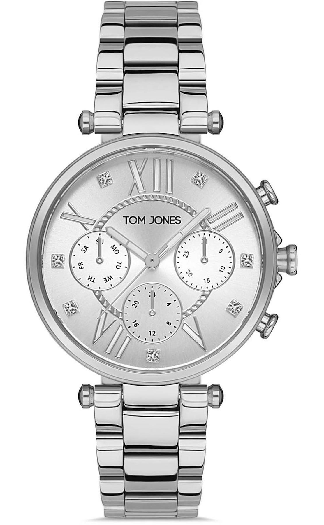 Tom Jones TJ.1.1045.01 Takvimli 34 mm Gri Metal Kordon Analog Kadın Kol Saati