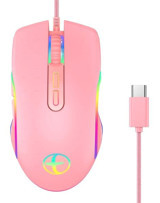 Huahai RGB Ergonomik Makrolu Kablolu Pembe Optik Gaming Mouse