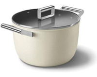 Smeg Cookware 50's Style CKFC2611CRM Cam Kapaklı Granit 26 cm Derin Tencere