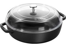 Staub Cam Kapaklı Döküm 26 cm Basık Tencere Siyah