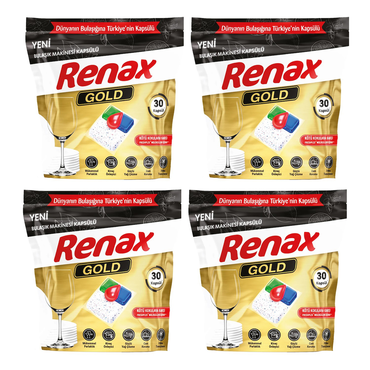 Renax Gold Tablet Bulaşık Makinesi Deterjanı 4x30 Adet