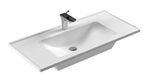 Serel 3037Txs110H Klasik Tekli 46 cm Seramik Tezgah Üstü Dikdörtgen Lavabo Beyaz