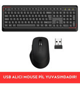 Rever Q Klavye Işıklı Sessiz Siyah Kablosuz Klavye Mouse Seti