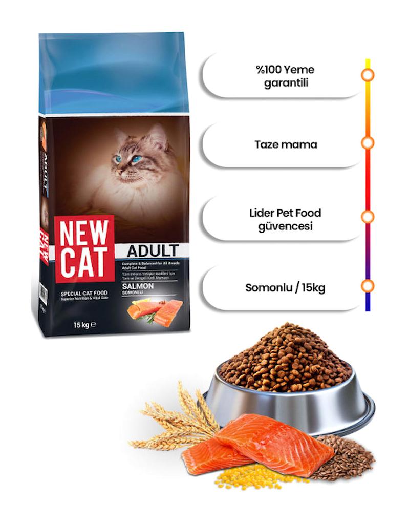 NewCat Somonlu Tahıllı Yetişkin Kedi Maması 15 kg