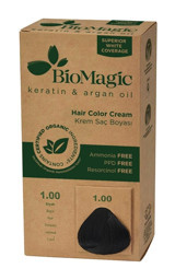 BioMagic Keratin & Argan Yağı 1 Siyah Krem Saç Boyası 60 Ml