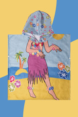 Vevienhome Hawaii Panço Giyilebilir Pamuklu Çocuk Plaj Havlusu Çok Renkli