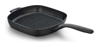 Korkmaz Gusto A1373 Plastik Saplı Granit 28 cm Grill Tava Siyah