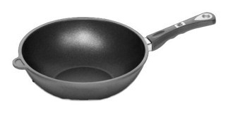 Amt Gastroguss Plastik Saplı Döküm 28 cm Wok Tava Siyah