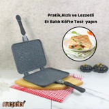 Meşeler Plastik Saplı Döküm 20x26 cm Tost Tava Gri