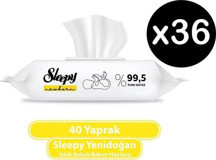 Sleepy Natural Yenidoğan Antibakteriyel Yenidoğan 40 Yaprak 36'lı Islak Mendil