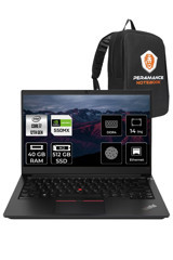 Lenovo ThinkPad E14 Gen4 21E30061TX Harici GeForce MX 550 Intel Core i7 1255U 40 GB Ram 512 GB SSD 14 inç Full HD Freedos Laptop + PER4 Çanta