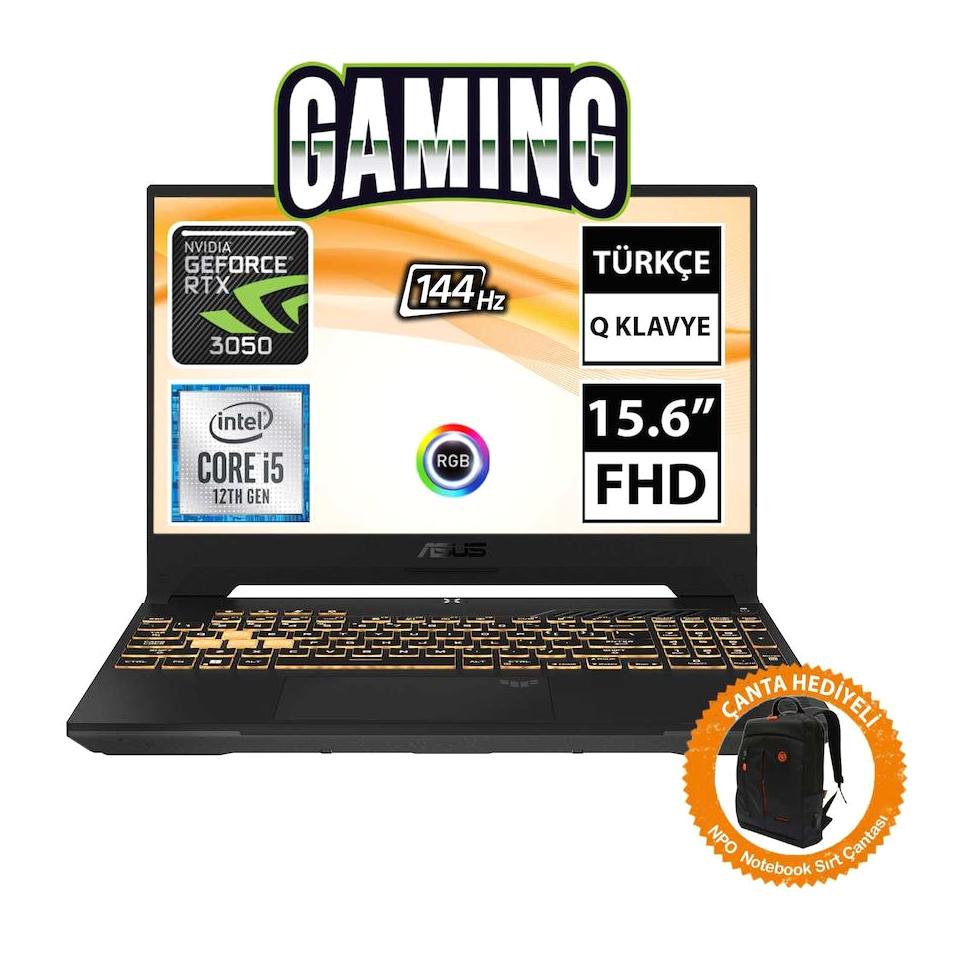 Asus TUF Gaming F15 FX507ZC4-HN205A2 Harici GeForce RTX 3050 Intel Core i5 12500H 8 GB Ram 512 GB + 1 TB SSD 15.6 inç Full HD Freedos Gaming Laptop + CNT003 Çanta