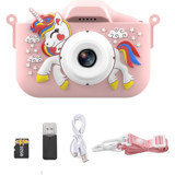 Fairy Sevimli Unicorn Mini Full HD Kompakt Dijital Fotoğraf Makinesi Pembe