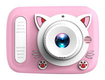 Tuomeng Sevimli Kedi Kulakları Mini Full HD Kompakt Dijital Fotoğraf Makinesi Pembe