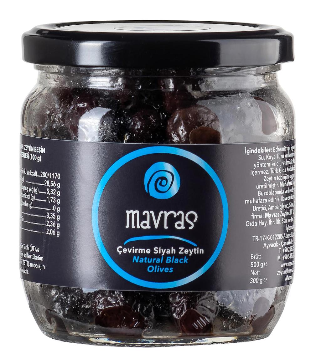 Mavras Az Tuzlu Sele Çevirme Siyah Zeytin Pet Kavanoz 300 gr