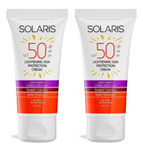 Solaris Lightening Sun Protection Cream 50 Faktör Tüm Ciltler İçin Leke Karşıtı Nemlendirici Yaşlanma Karşıtı Suya Dayanıklı Yüz ve Vücut Güneş Kremi 2x50 ml