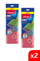 Vileda Glitzi Power Inox Colors 2x3'lü Bulaşık Süngeri