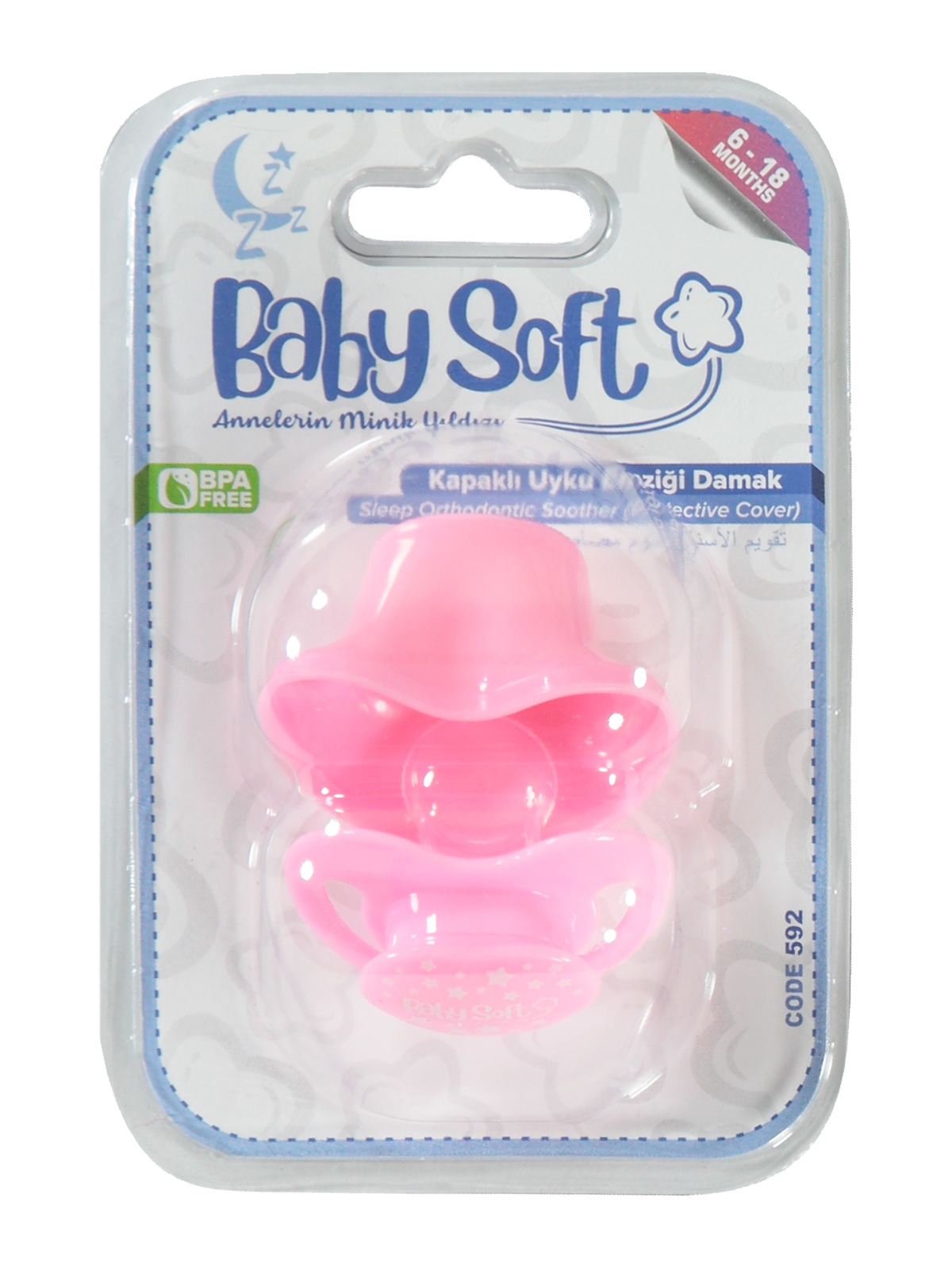 Babysoft 6-18 Ay Delikli Ortodontik Damaklı Silikon Emzik Pembe