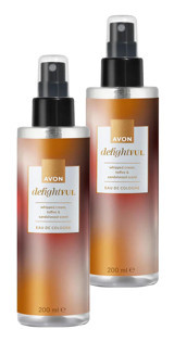 Avon Delightful Toffee Krem Şanti-Sandal Ağacı-Şekerleme Sprey Kolonya 2x200 ml