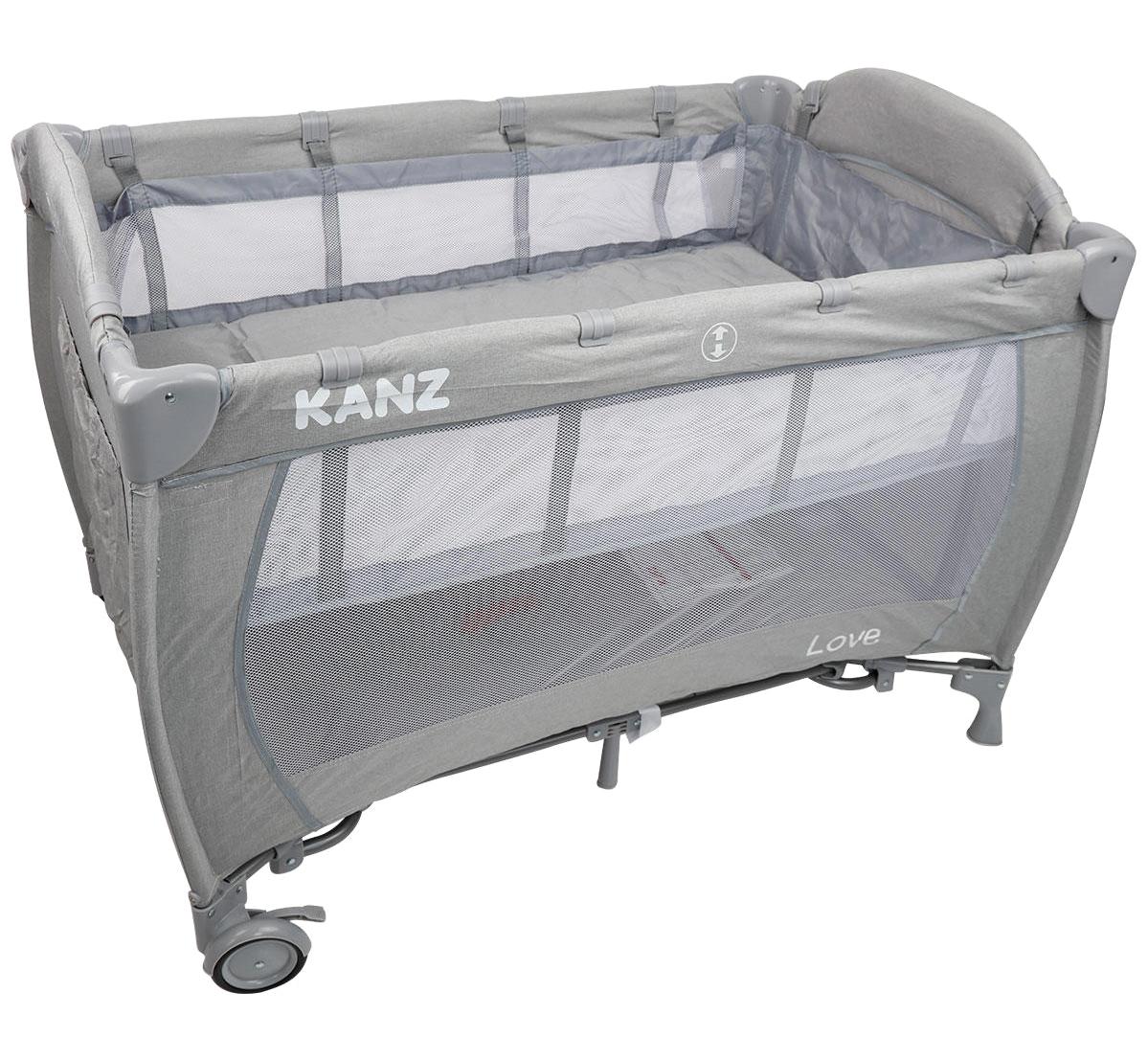 Kanz Love Lüx Metal 15 kg Kapasiteli Taşınabilir Katlanabilir Ara Katlı 70x110 cm Sallanan Anne Yanı Park Yatak Gri