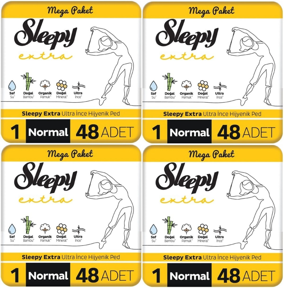 Sleepy Extra Normal Organik Antialerjik İnce 48'li Hijyenik Ped 4 Adet