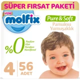 Molfix Pure & Soft 4 Numara Cırtlı Bebek Bezi 56 Adet