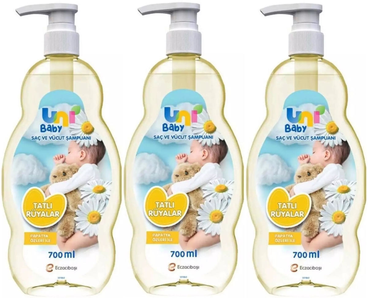 Uni Baby Tatlı Rüyalar Göz Yakmayan Hipoalerjenik Yenidoğan İçin Papatyalı Bebek Şampuanı 3x700 ml