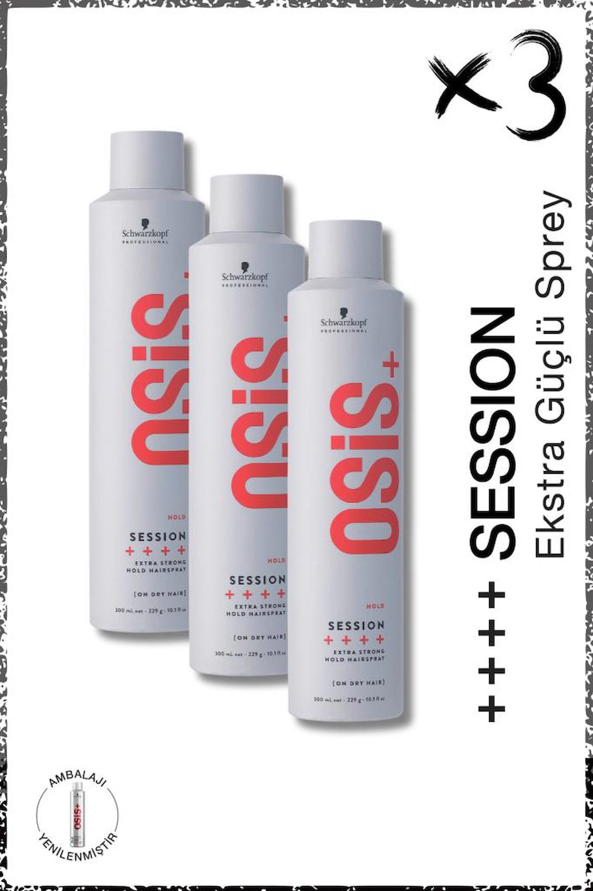 Schwarzkopf Osis+ Session Isıdan Koruyucu Islak Görünümlü Provitaminli Ekstra Güçlü Saç Spreyi 3x500 ml