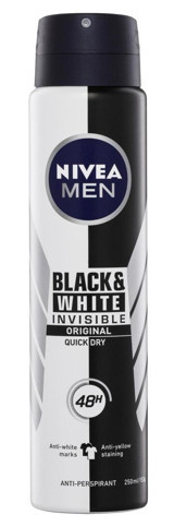 Nivea Black&White Invisible Original Pudrasız Ter Önleyici Antiperspirant Sprey Erkek Deodorant 200 ml