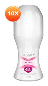 Avon On Duty Active Pudrasız Ter Önleyici Antiperspirant Roll-On Kadın Deodorant 10x50 ml