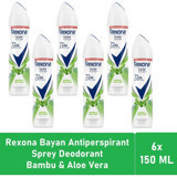 Rexona Natural Fresh Bambu Ve Aloe Vera Pudralı Ter Önleyici Antiperspirant Sprey Kadın Deodorant 6x150 ml