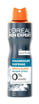 L'Oreal Paris Magnesium Defense Hipoalerjenik Pudrasız Ter Önleyici Sprey Erkek Deodorant 150 ml