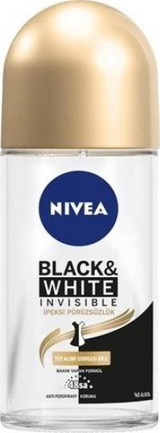 Nivea Black&White Invisible İpeksi Pürüzsüzlük Pudrasız Ter Önleyici Antiperspirant Roll-On Kadın Deodorant 24x50 ml