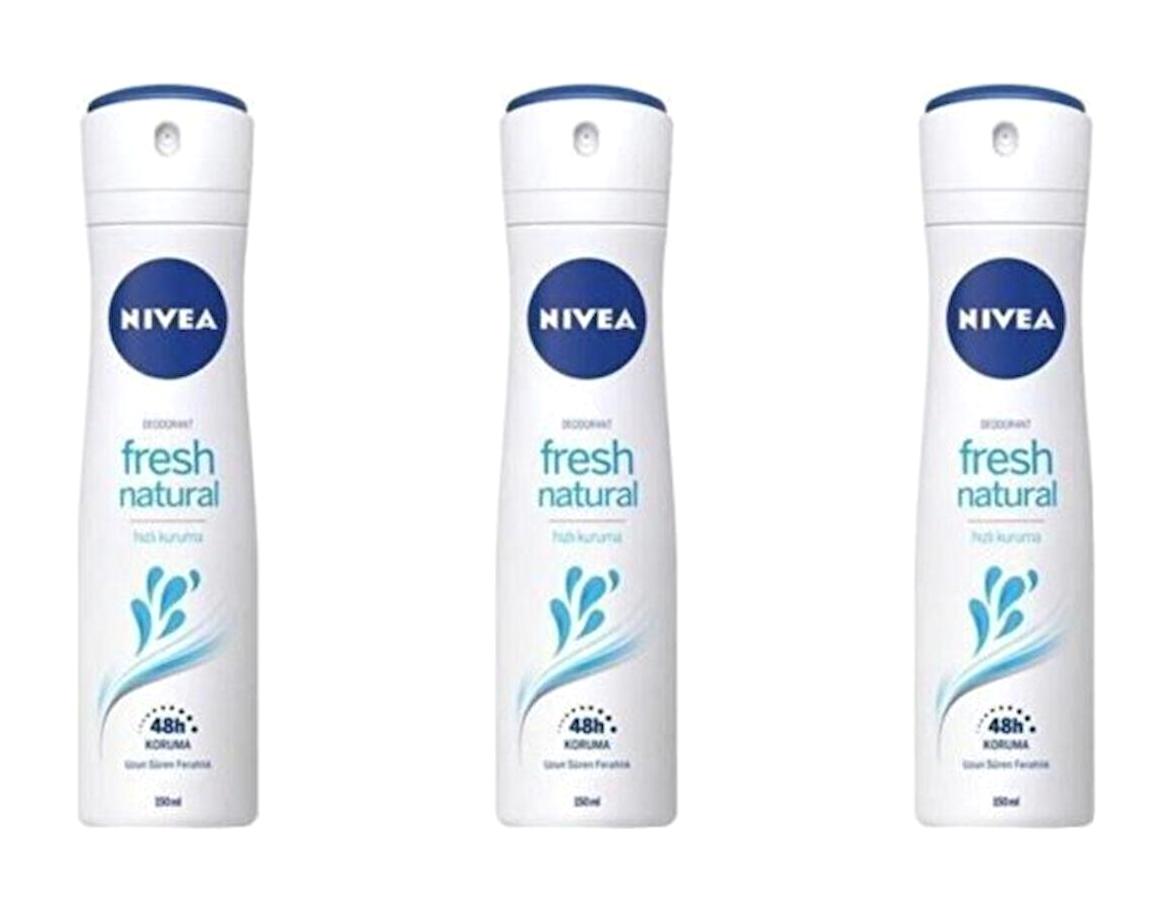 Nivea Natural Fresh Pudralı Ter Önleyici Antiperspirant Sprey Kadın Deodorant 3x150 ml