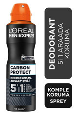 L'Oreal Paris Expert Carbon Protect Pudrasız Ter Önleyici Antiperspirant Sprey Erkek Deodorant 150 ml