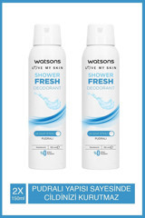 Watsons Shower Fresh Pudralı Ter Önleyici Sprey Kadın Deodorant 2x150 ml