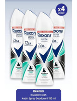 Rexona Black & White Invisible Fresh Pudralı Ter Önleyici Antiperspirant Sprey Kadın Deodorant 4x150 ml