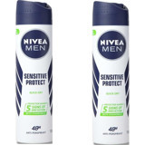 Nivea Sensitive Protect Pudralı Ter Önleyici Antiperspirant Sprey Erkek Deodorant 2x150 ml