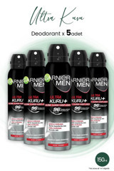 Garnier 96 Saat Ultra Kuru Pudrasız Ter Önleyici Antiperspirant Sprey Erkek Deodorant 5x150 ml