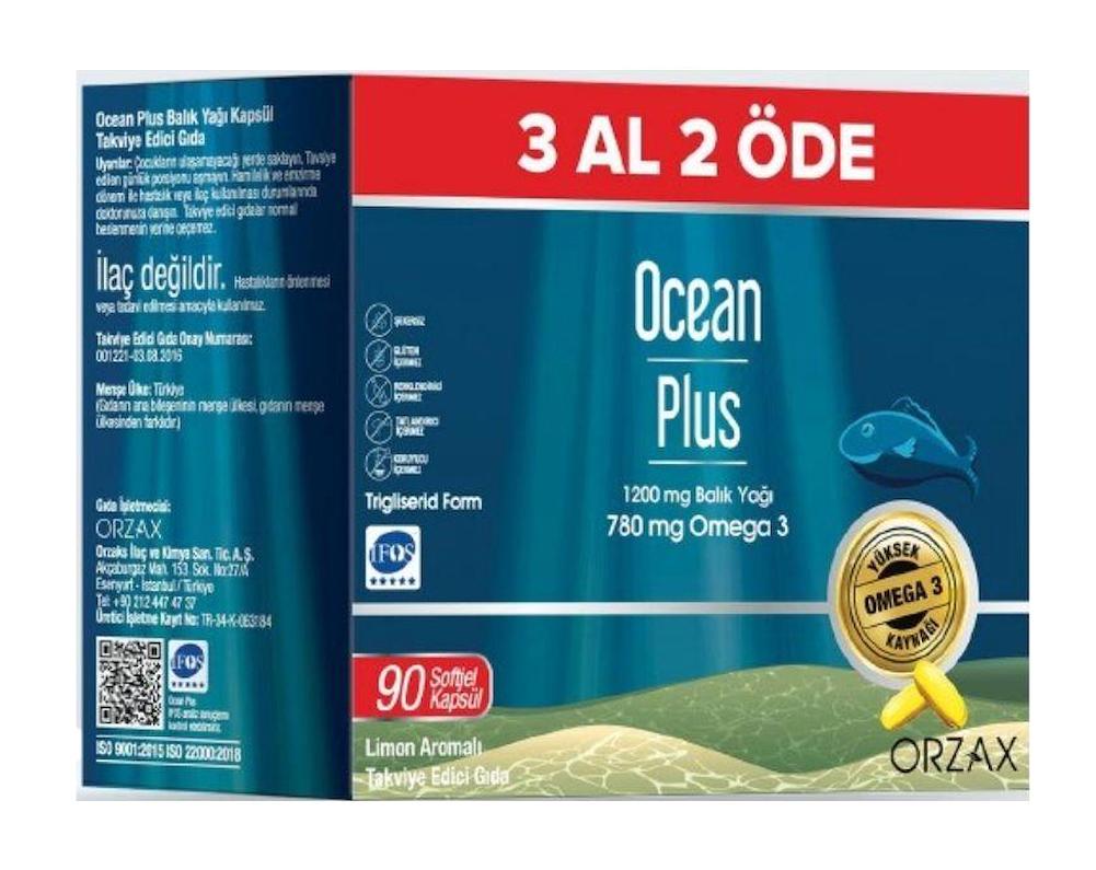 Orzax Ocean Plus Omega 3 Balık Yağı Kapsül 1200 mg 90 Adet