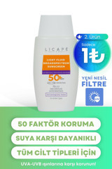 Licape 50 Faktör Tüm Ciltler İçin Yağsız Suya Dayanıklı Yüz Güneş Kremi 50 ml